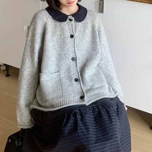 クルーネックニットカーディガン ・12541