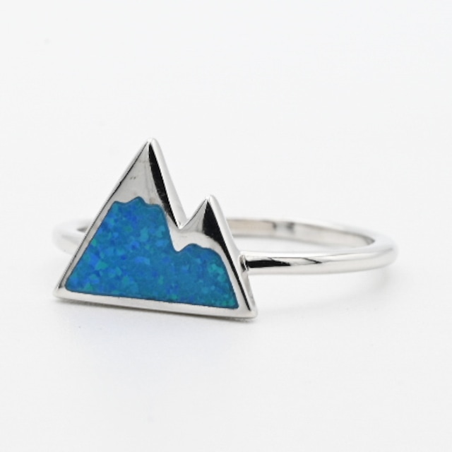 Blue Opal Inlay Mountain Motif Design Ring #14.0 / Denmark