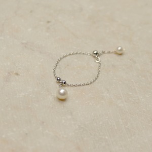 本真珠（アコヤパール）１粒チェーンリング・ブラ（s1pr）