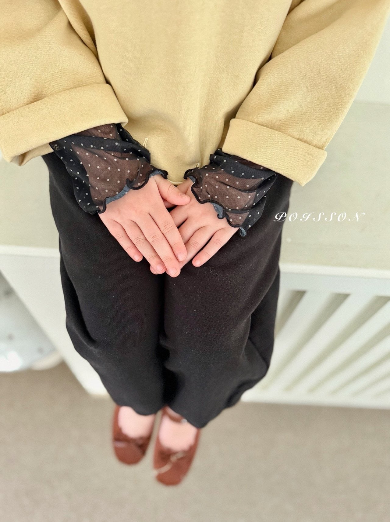 【即納】Pドットスケスケハイネックブラウス