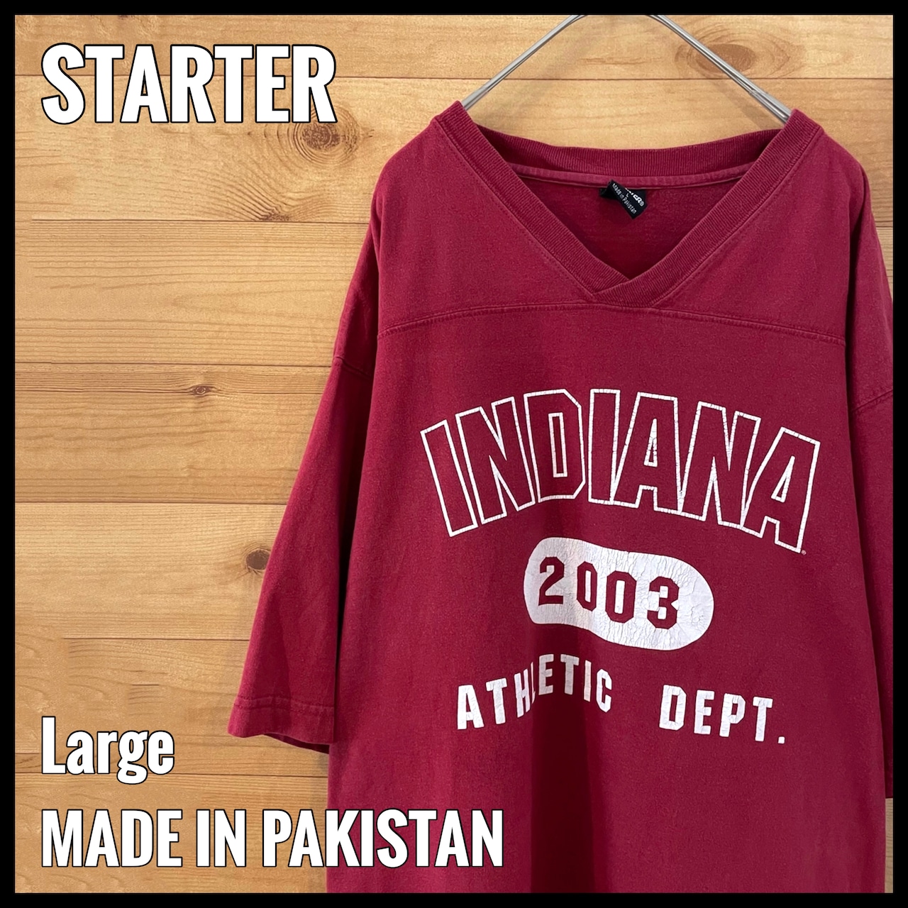 【STARTER】カレッジ インディアナ大学 INDIANA フットボールTシャツ L ビッグサイズ バーガンディ スターター US古着