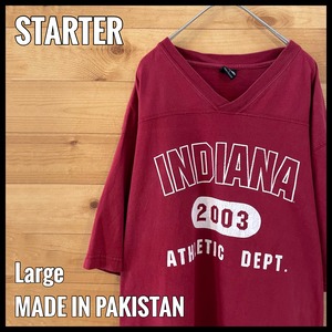 【STARTER】カレッジ インディアナ大学 INDIANA フットボールTシャツ L ビッグサイズ バーガンディ スターター US古着