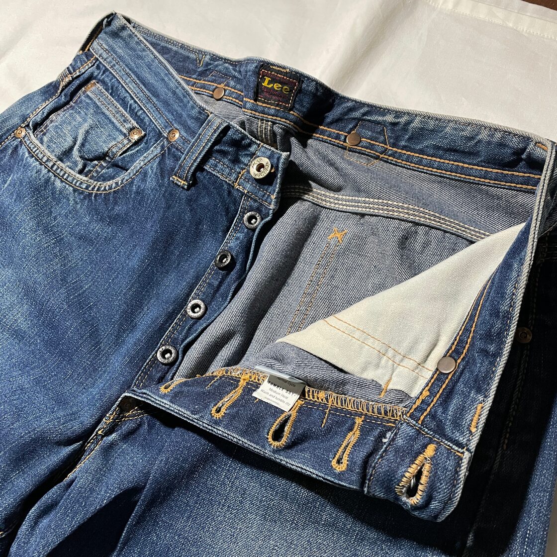 Lee W34相当 ストレートデニム シンチバック アメカジ ヒゲ ハチノス 
