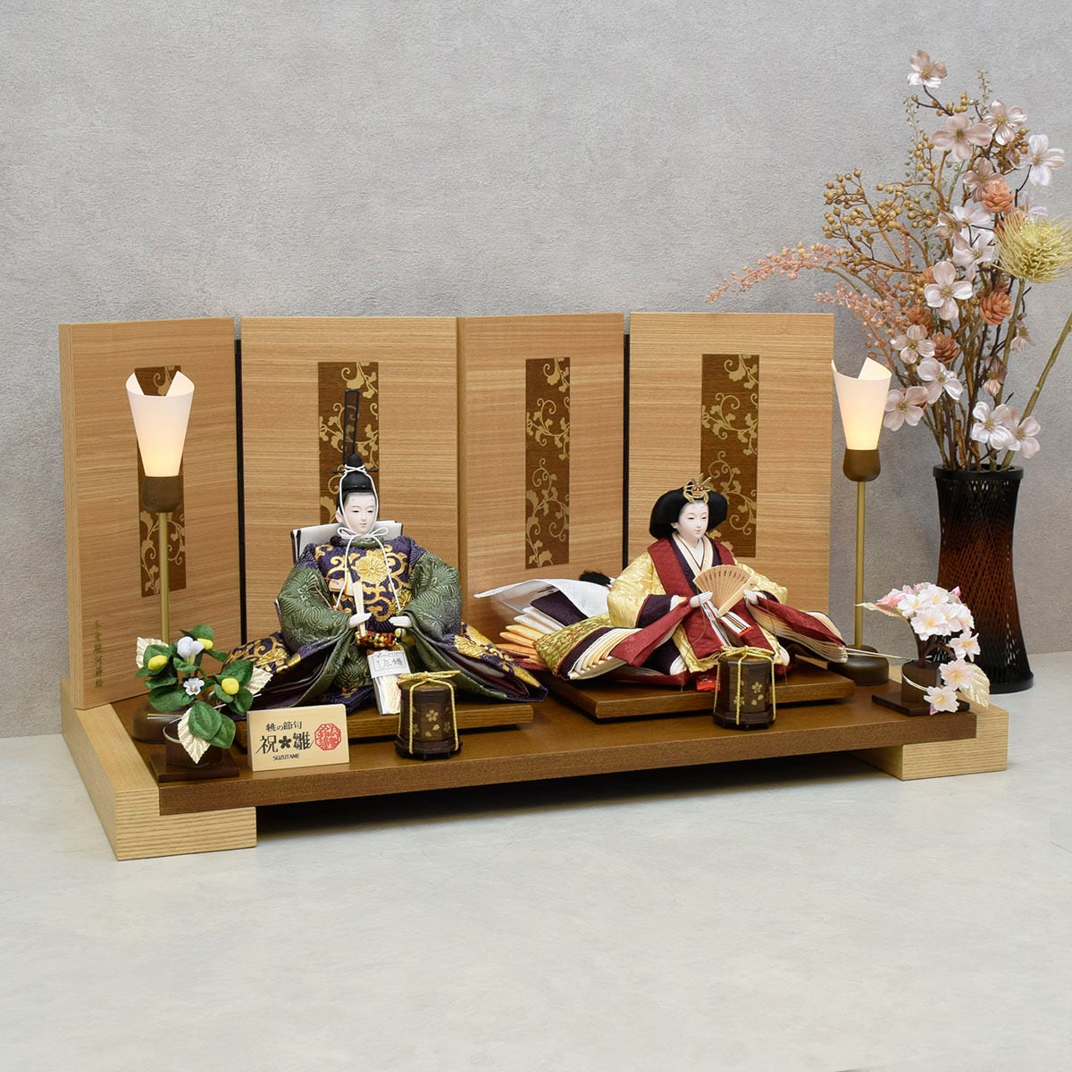 雛人形 親王飾り【和楽・平飾り】菊唐草｜おしゃれ｜モダン｜今どき