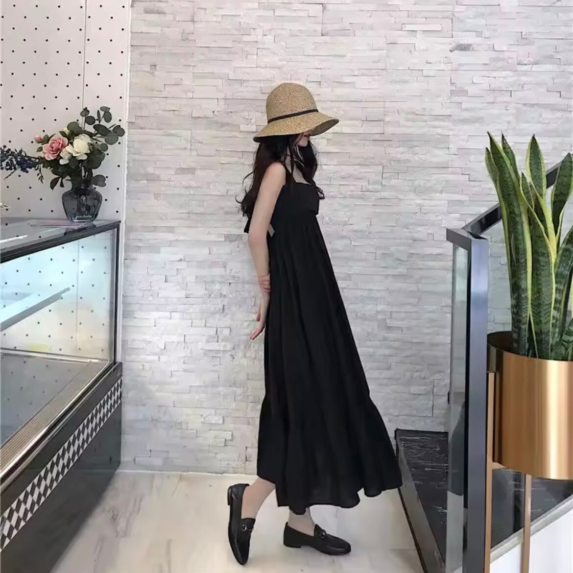 ロングフレアバックリボンサマードレス