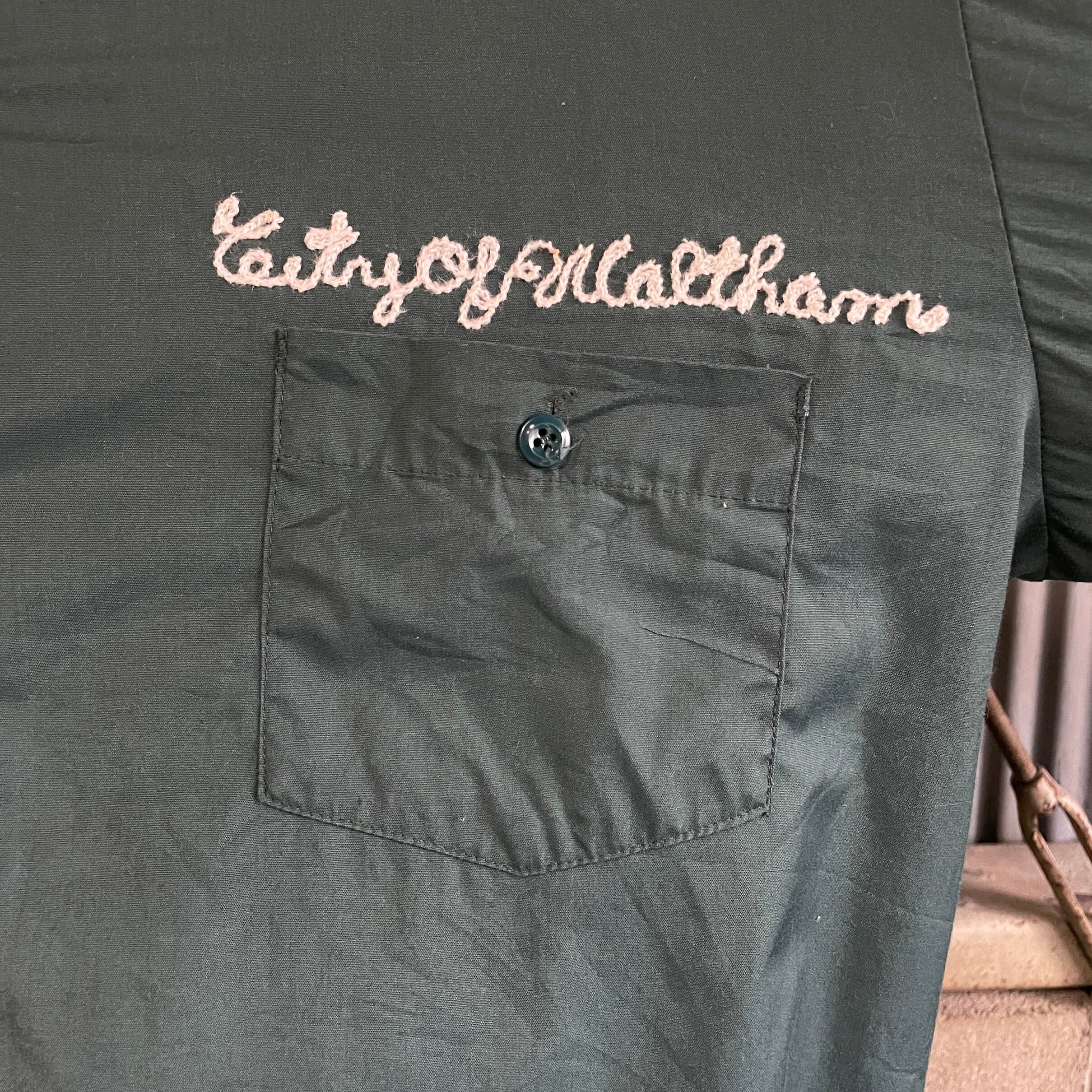 60年代〜70年代 ヴィンテージ チェーンステッチ 刺繍 長袖ワークシャツ 