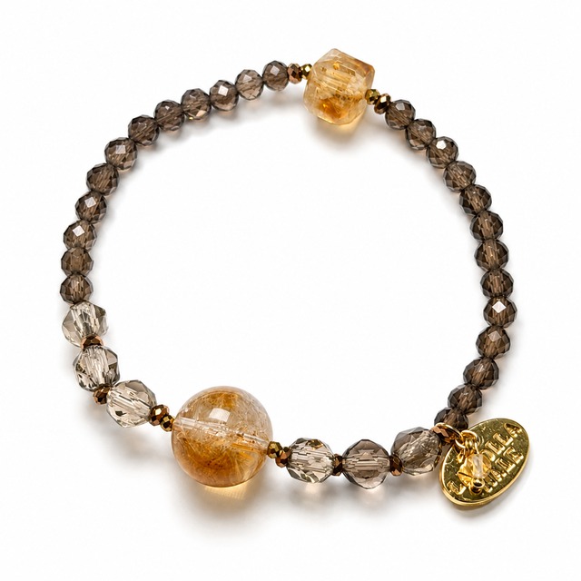 【Like a Honey Candy】シトリン×シトリン×スモーキークォーツ ブレスレット