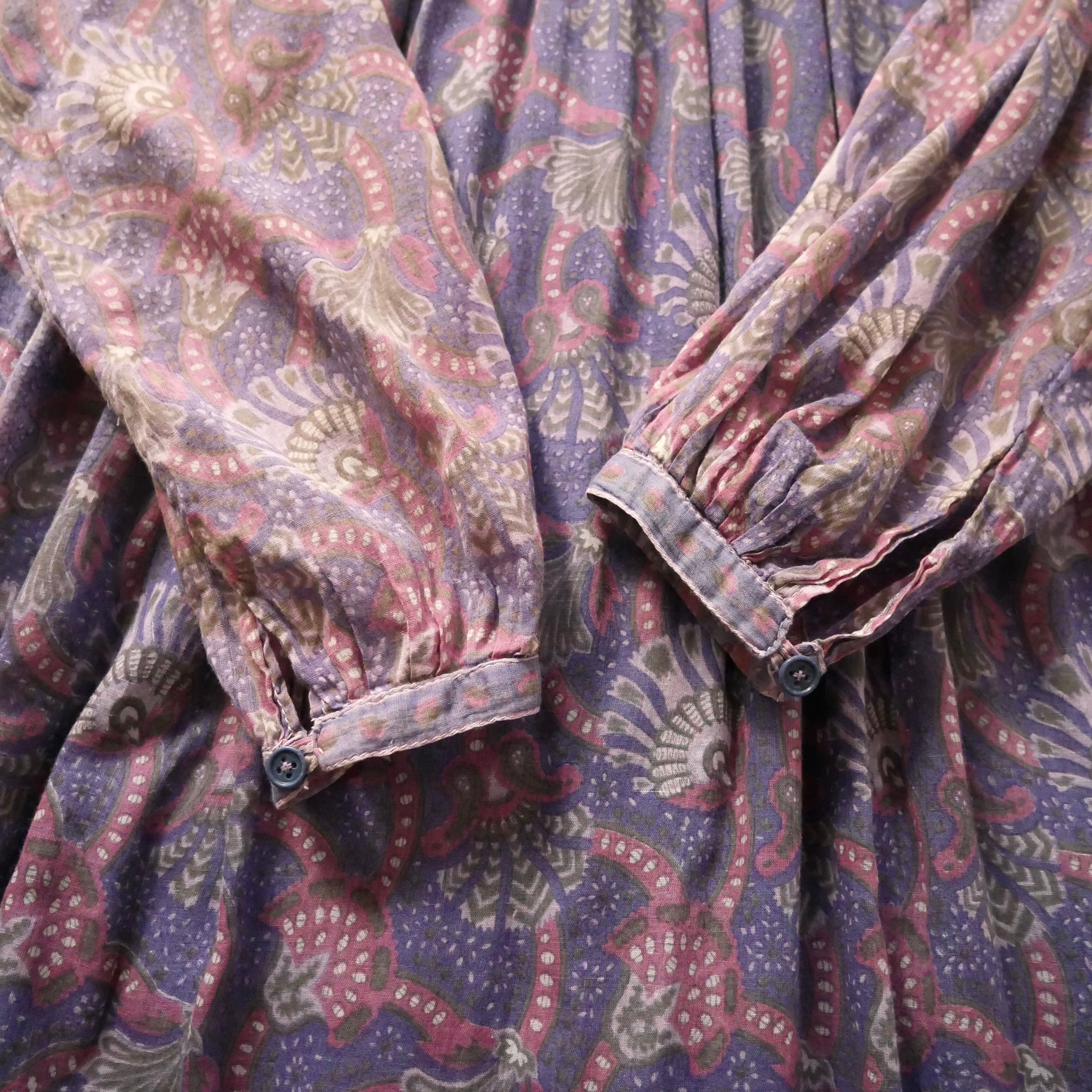 70s vintage madein Indian cotton purple onepiece 70年代