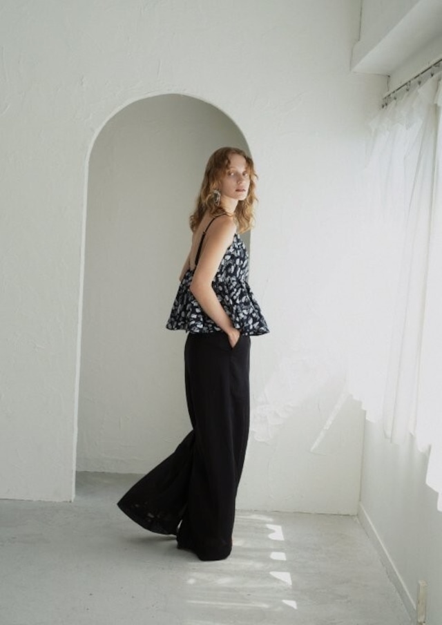 SANDY(サンディ)リネンライクメッシュパンツ B/BLACK