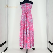 フラダンス 衣装 ワンピース ドレス ピンク系 フラ ダンス タヒチアン 水色 チューブトップ 伸縮 ストレッチ ハワイアン アロハ 華やか 明るい 総柄 ブルー系