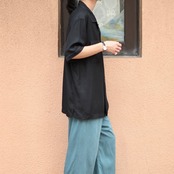 BARANDINI stitch design silk open collar shirt