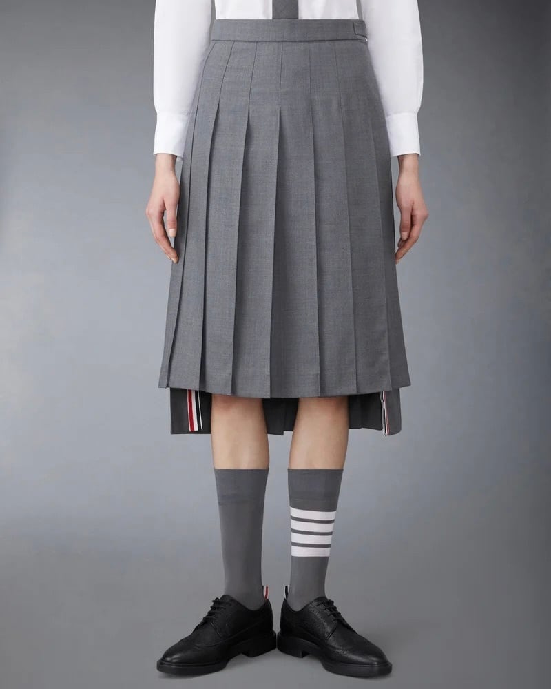 THOM BROWNE】ツイル ひざ下 プリーツスカート | idealclasse