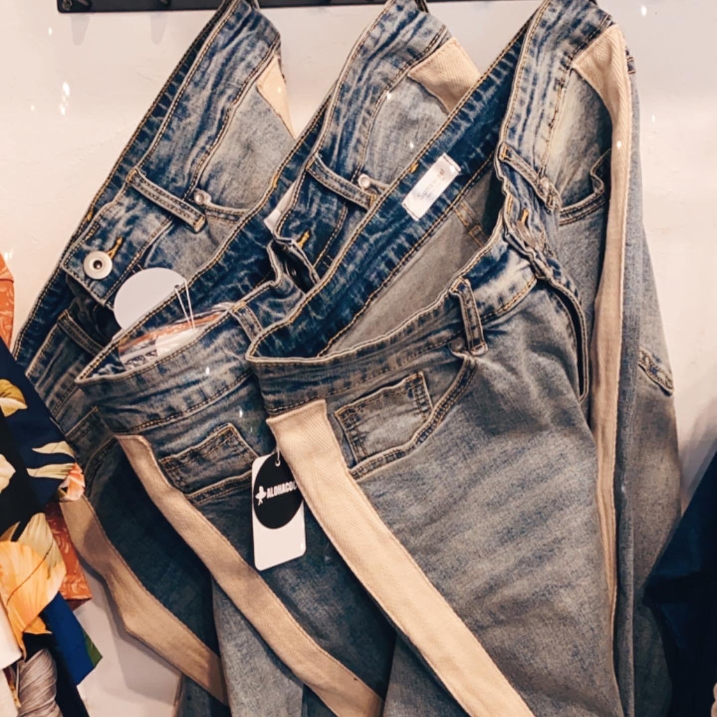 メンズサイドラインダメージ加工ストレッチデニム