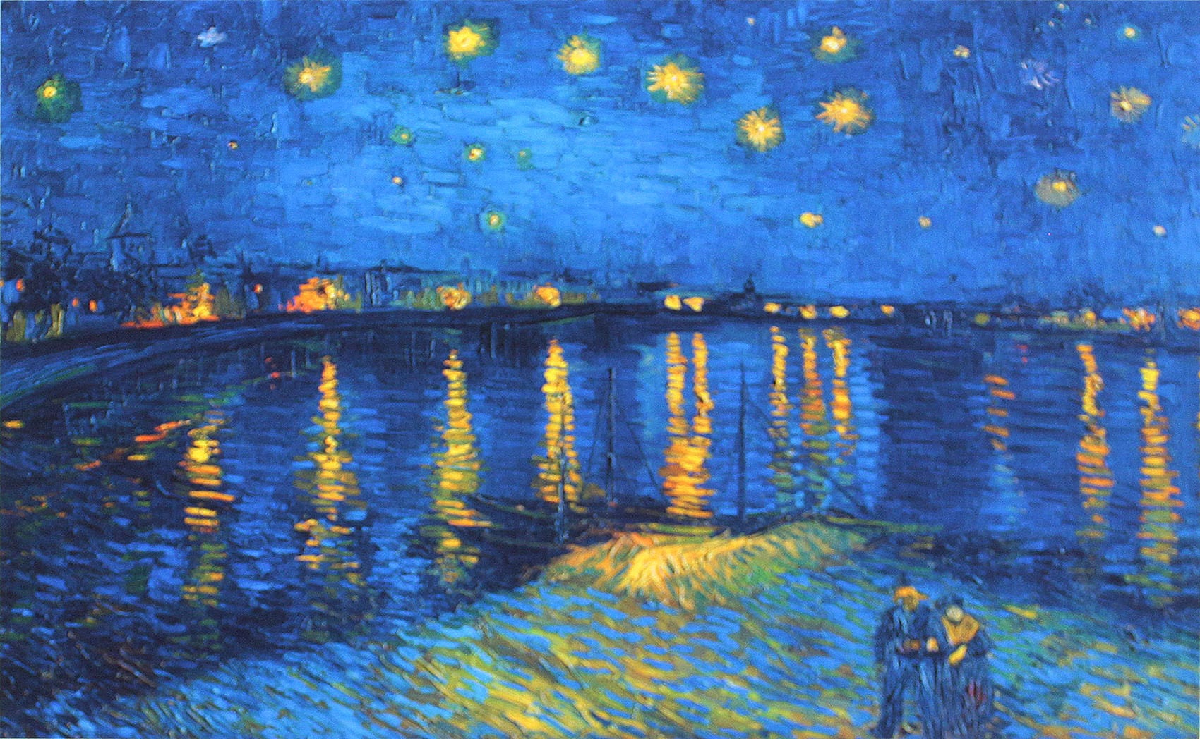 ゴッホ 絵画「ローヌ川の星月夜」額縁4色選択可能 作品証明書 展示用