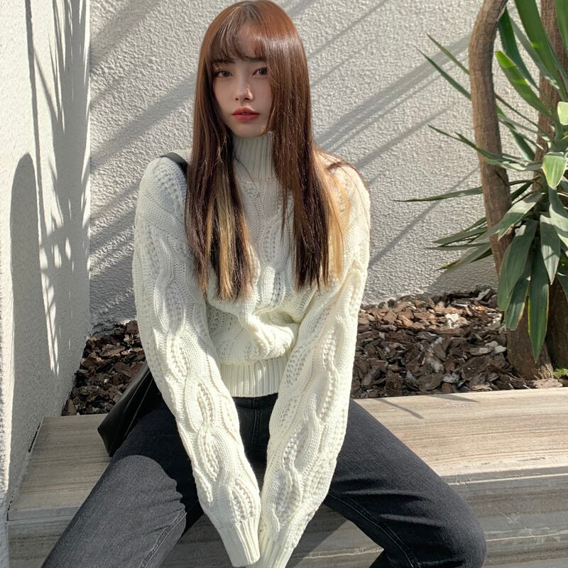 セーター ルーズニットオータムウィンターホワイトスタイルプルオーバー 秋物 冬物 ブラックストロベリース82503595970