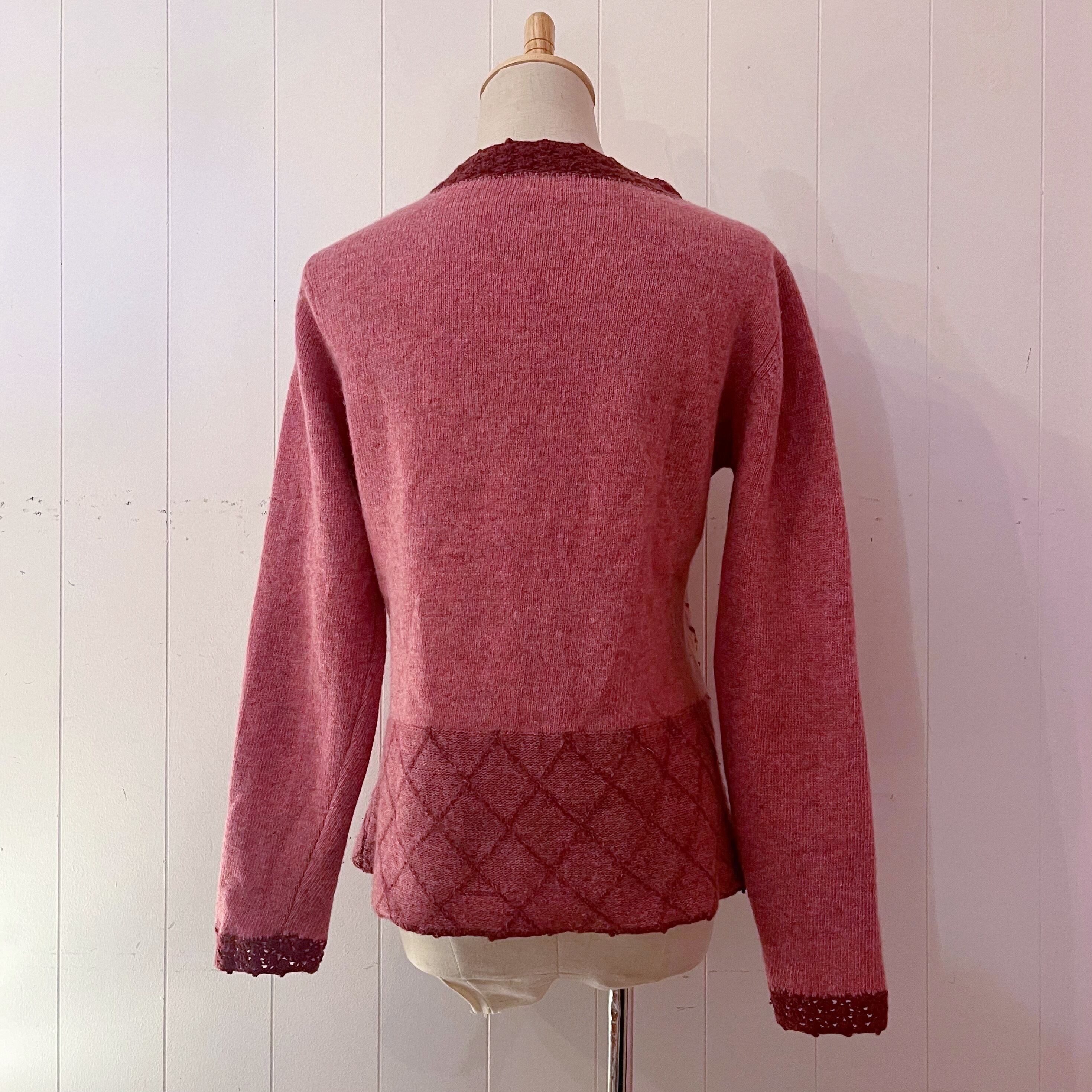 pink flower wool knit sweater