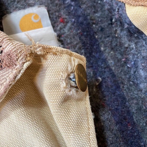 90s Carhartt 襤褸 ダック地 チョアコート ブランケット 無地 不明製 jacket 詳細写真13