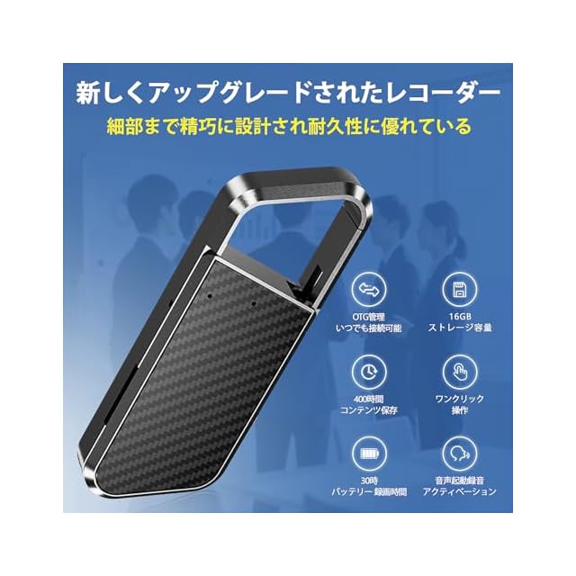NekSide ボイスレコーダー 小型 ICレコーダー 16GB 内蔵メモリ AI