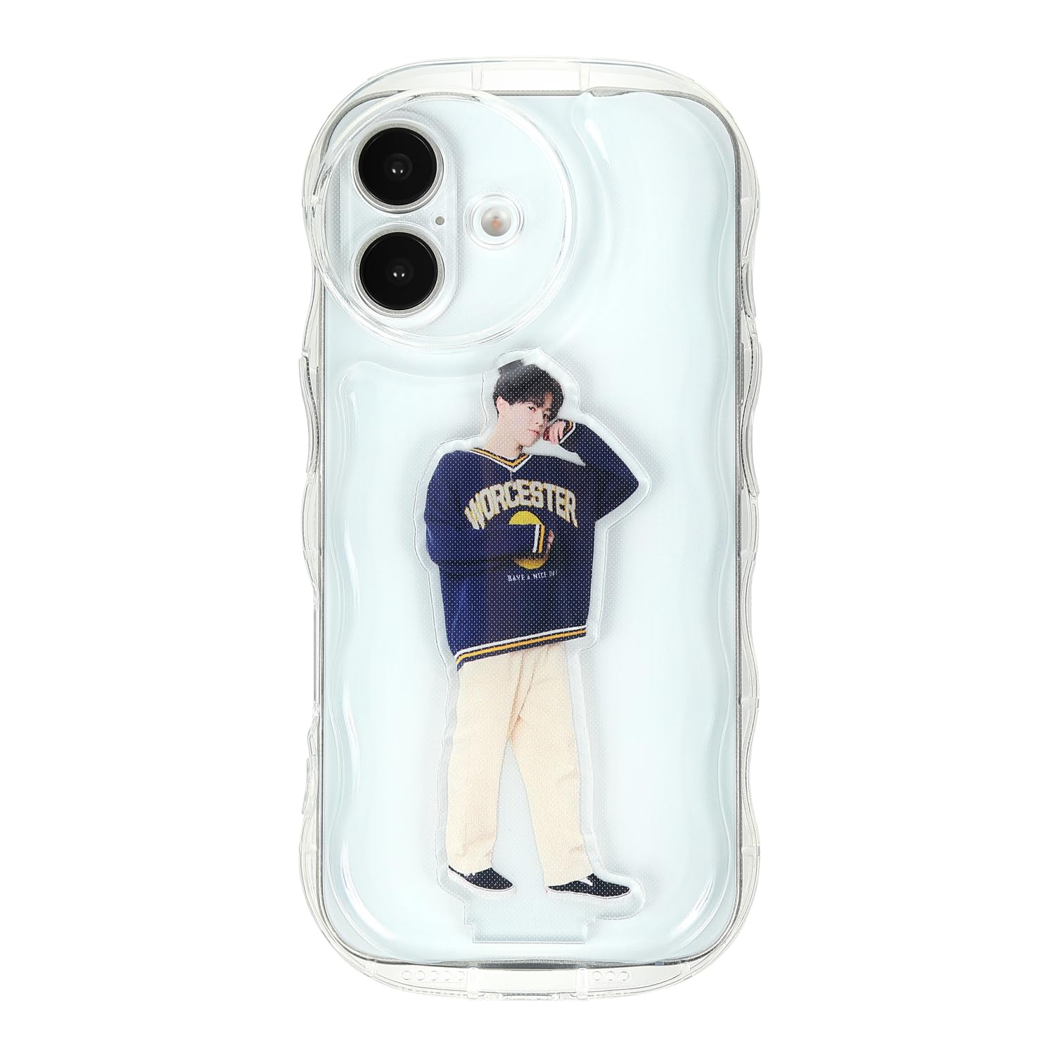 竹下工房 アクスタが入るスマホケース シャカシャカケース iPhone 17 用 ケース 推し活 スマホケース うねうね ウェーブ