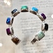Vintage Taxco Stone Silver Chain Bracelet [MEXICO TAXCO SILVER & Multi Gems] Square Heavy Design