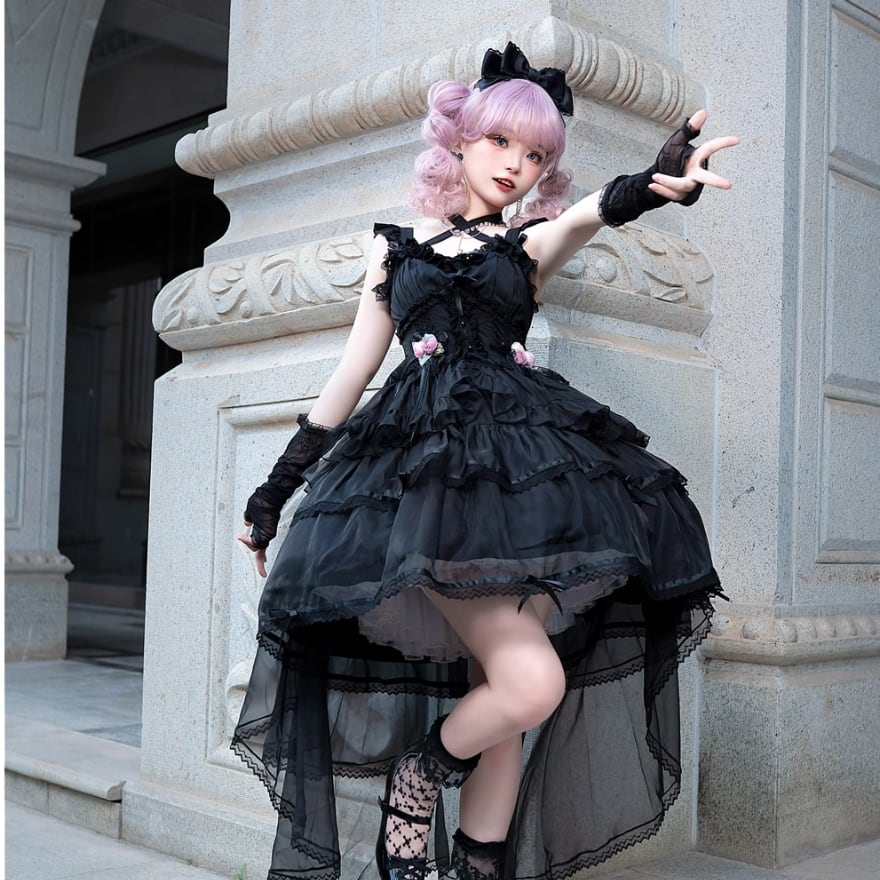 ゆめかわ 花嫁 ドレス ロングテール シフォン イベント衣装 撮影