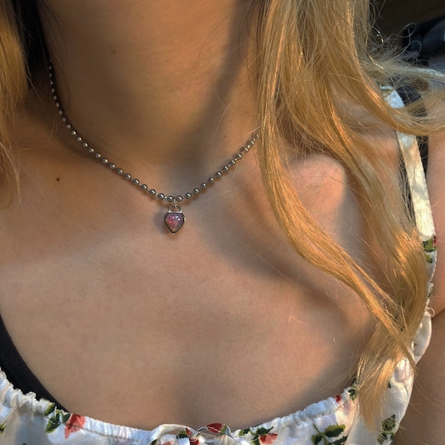 pink opal HEARTの鍵choker #1823　ピンクオパールハートの鍵チョーカー