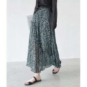 Side slit botanical sheer skirt 1789