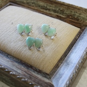 ホワイト×グリーンで可愛さ抜群！ 翡翠 ハート デザイン イヤリング A貨翡翠 jd_mm1009