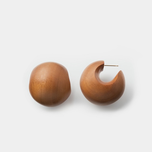 “Wood ball” hoop earrings