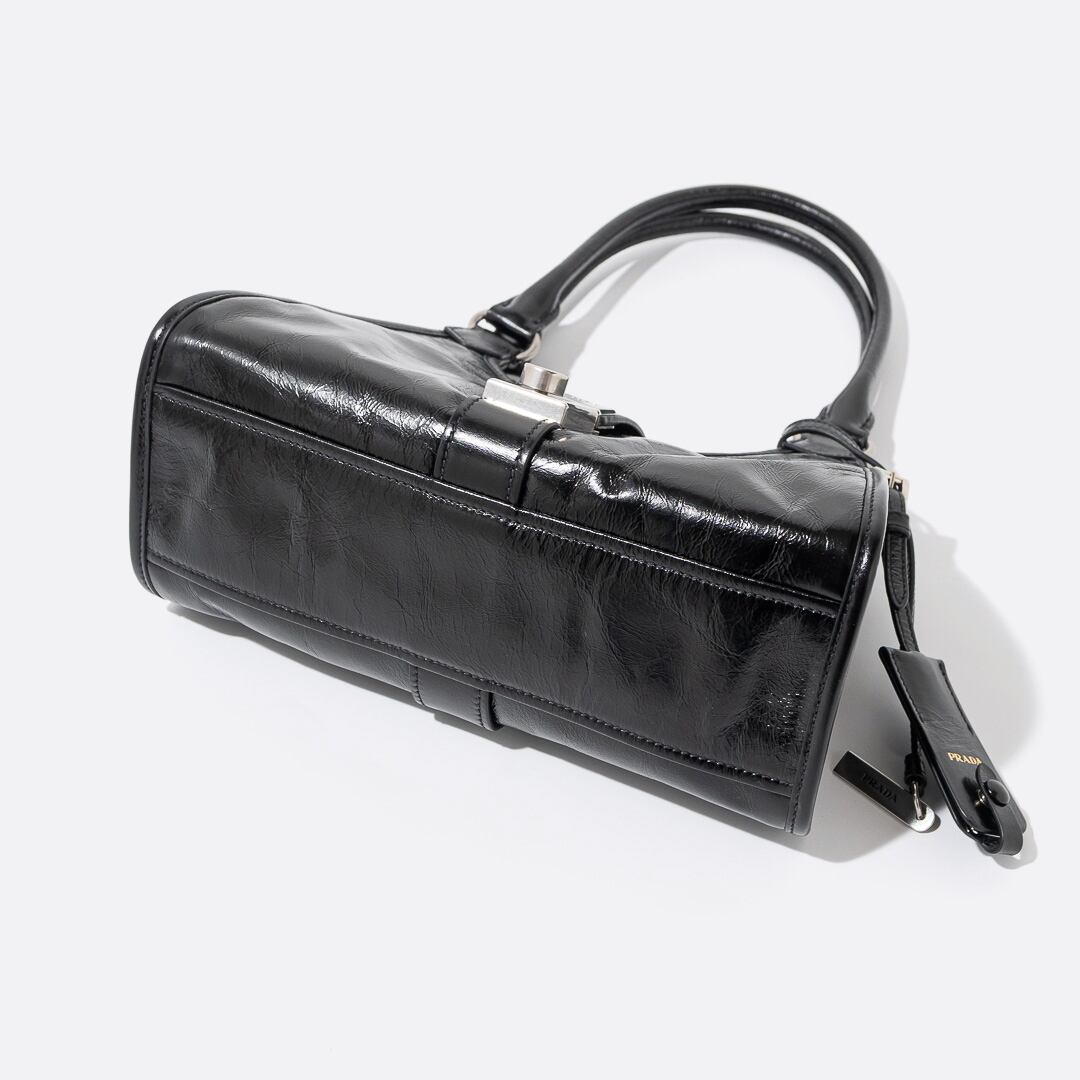 PRADA スモール レザー トートバッグ ブラック | POCKET MAISON