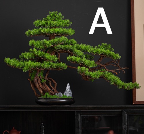 インテリア 観葉植物  大きい 盆栽 松 人工盆栽 フェイクグリーン フェイクプランター 初心者 置き物 オブジェ ポットオーナメント 鹿 鈴 ア