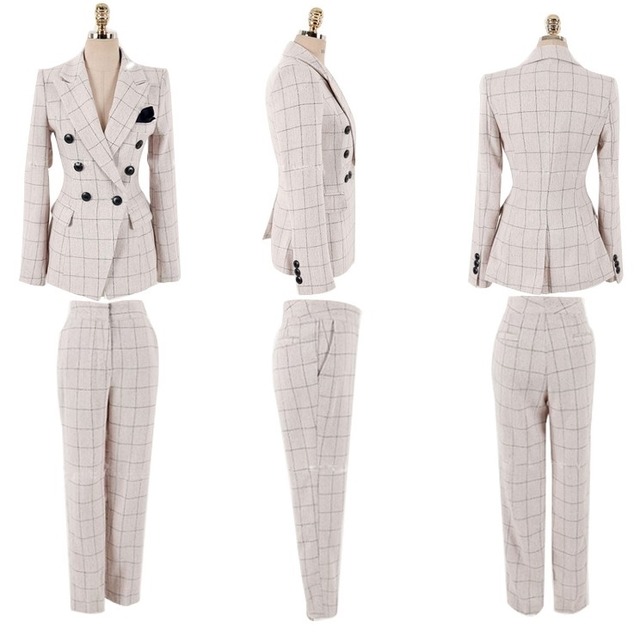 パンツスーツ レディース 春夏 秋冬 春 夏 秋 冬 スーツ チェック柄 上下セット 2点セット ジャケット パンツ セットアップ チェック柄スーツ タイト アンクル丈 パンツスーツ オフィス クロップド丈 Ol オフィスカジュアル 結婚式 パーティー お呼ばれ ベージュ 10代