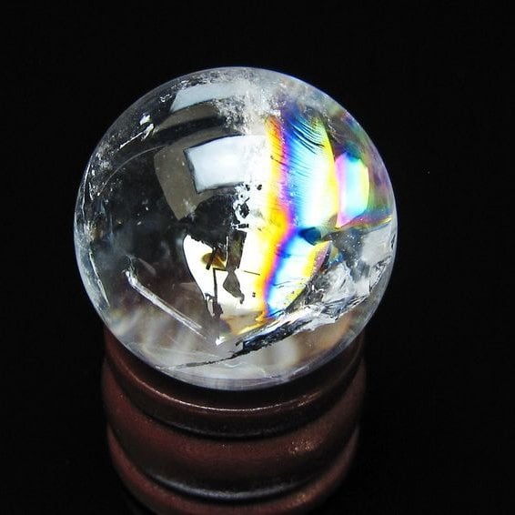アイリスクォーツ 水晶玉 虹入り 26mm 水晶 丸玉 スフィア 置物 原石 一点物 141-8593