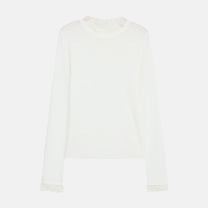 frill-neck knit pullover　J00376