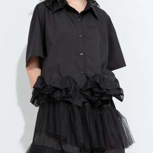 メッシュ切り替えヘムシャツ R0760