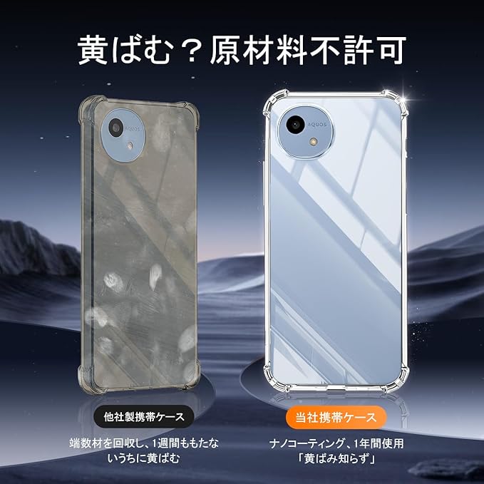対応 Aquos wish 5 ケース クリア 黄変防止 + Aquos wish 5 SH