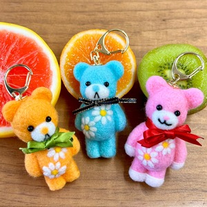 羊毛フェルト くまフラワー 3種 キュート かわいい 一点物