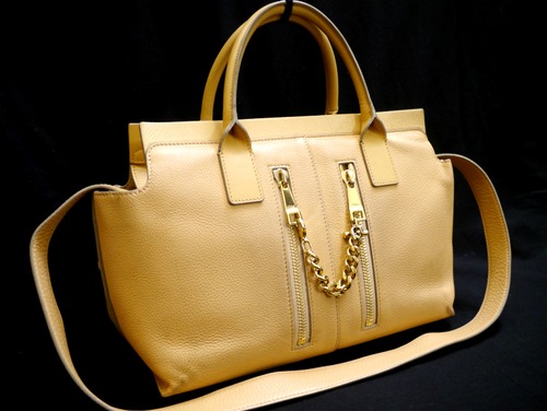 レア2015◆Chloe クロエ CATE ケイト ハンドショルダー 2way レザー トート バッグ BG◆ チェーンがさりげなく主張するCATEの2wayモデル♪