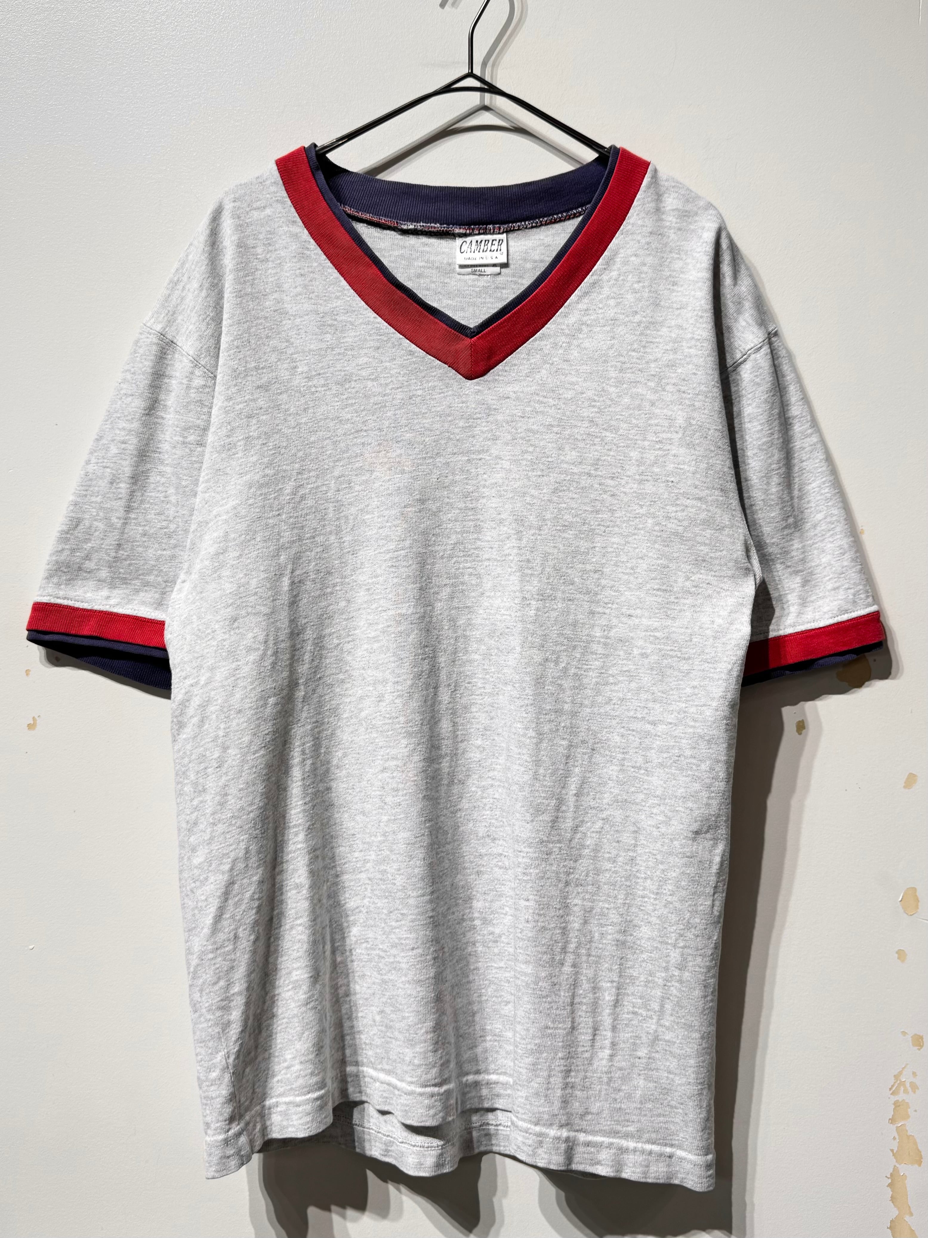 (CS2480)V neck ringer T-shirt made in USA