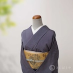 正絹 本草木染の江戸小紋 瞑色 極鮫紋入り 袷
