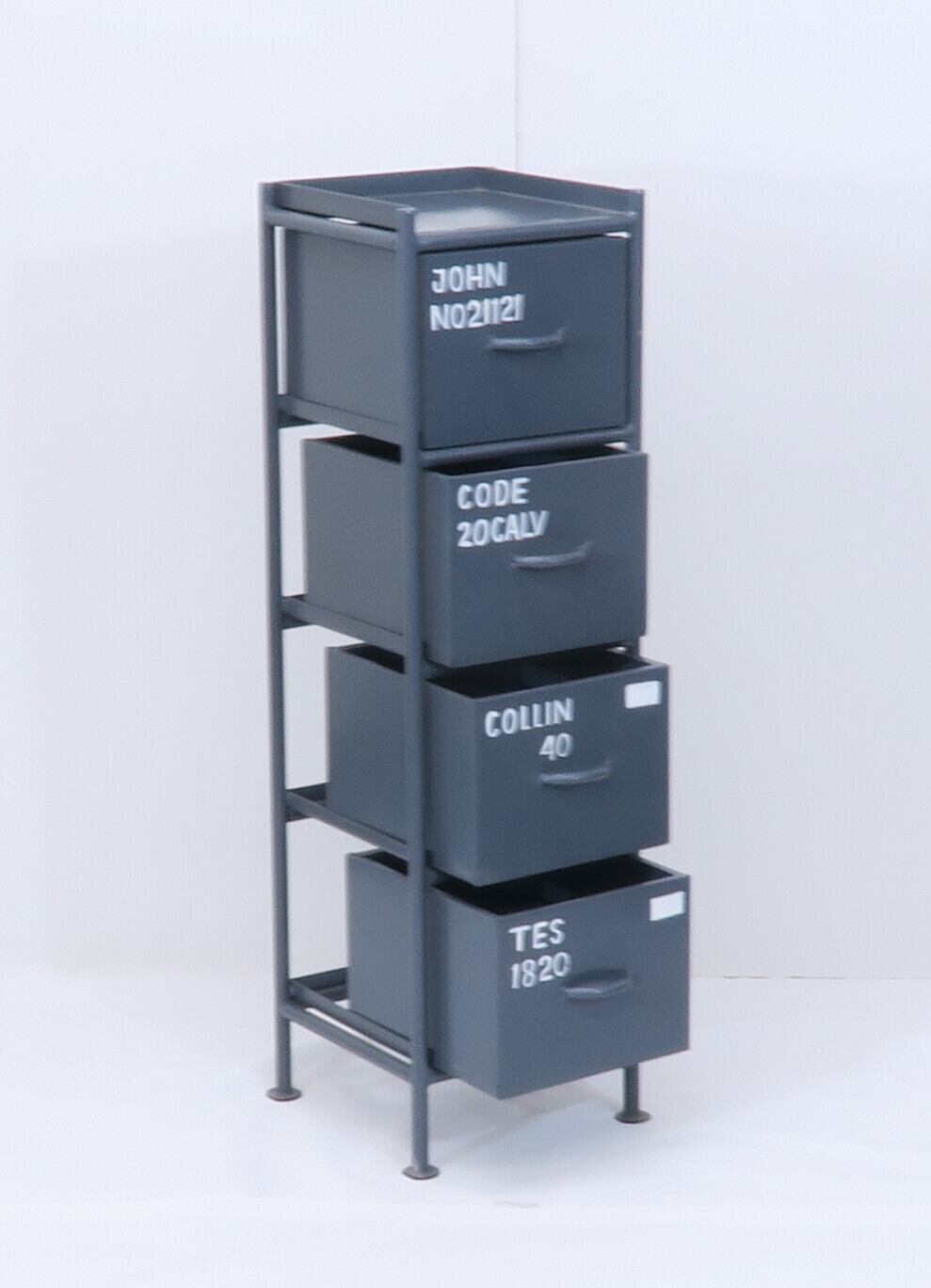 VERTICAL 4 DRAWERS CHEST - GRAY / 縦型 アイアンチェスト 4杯 グレー 