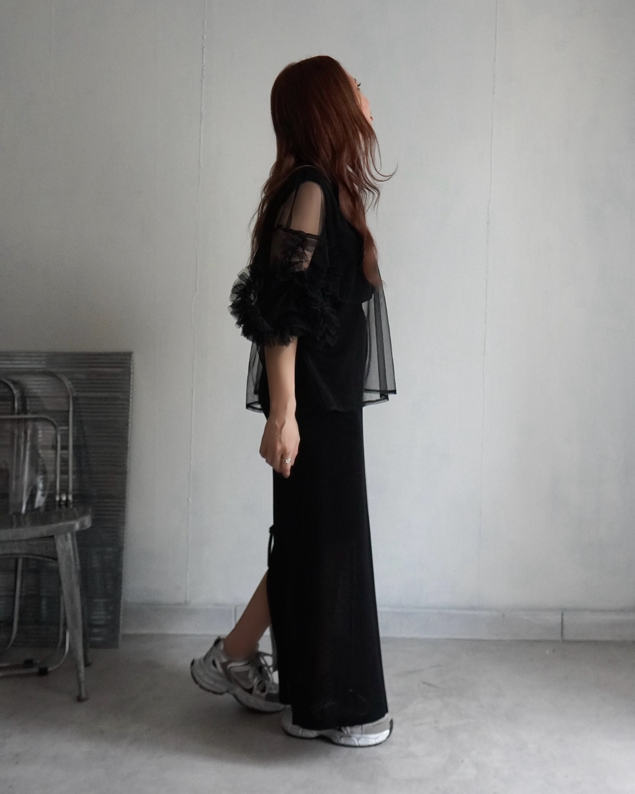 Iライン配色モードストレッチSK/Black
