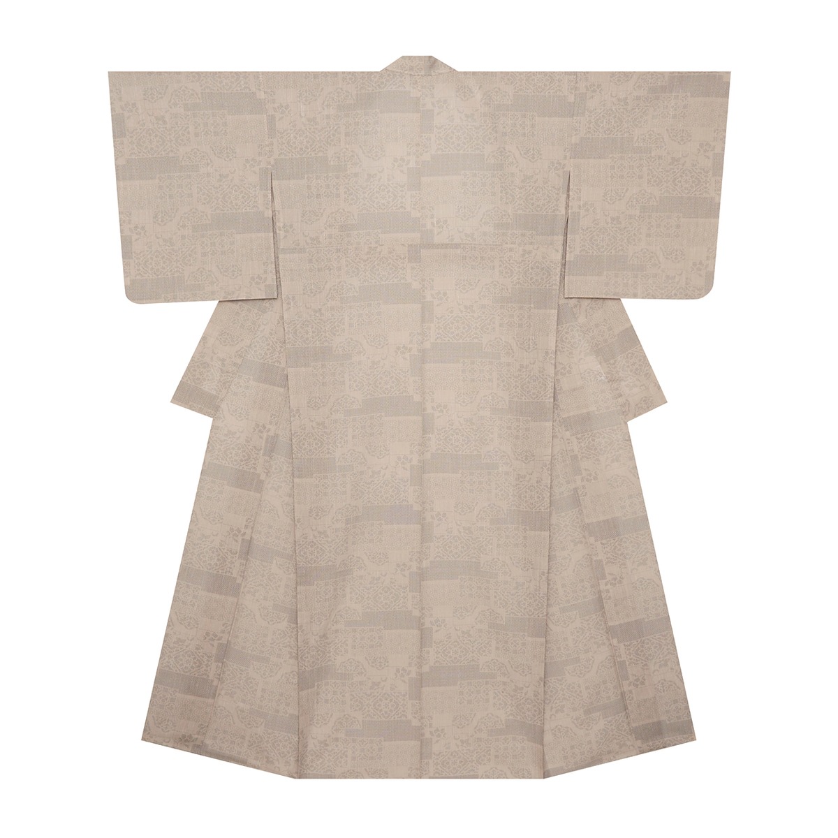 越後夏結城物語」 段変わりに文様尽し 単衣着物 白新染織【未着用品 