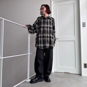 フランネルマルチウェイボタンルーズSH/ブラック