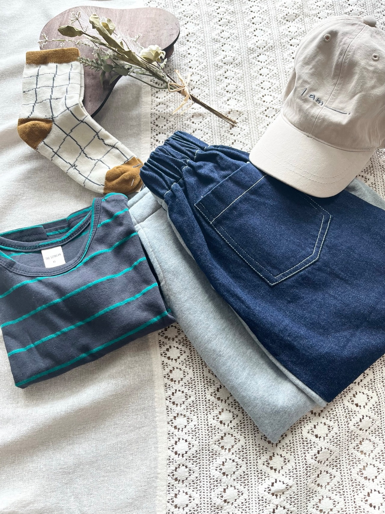【soybean】ボーダールーズTシャツ［長袖］チャコールグレー 90〜130cm - 9