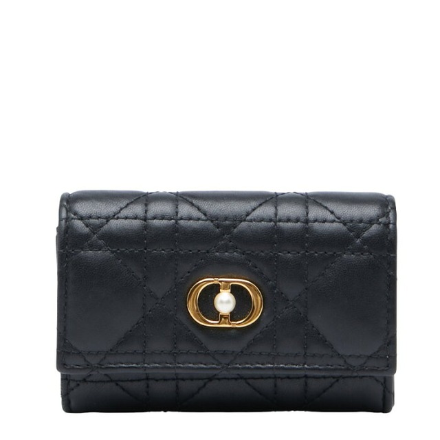 ディオール カナージュ ジョリー グリシーヌ 二つ折り財布 S3102UNJB ブラック ラムスキン レディース Dior 【中古】