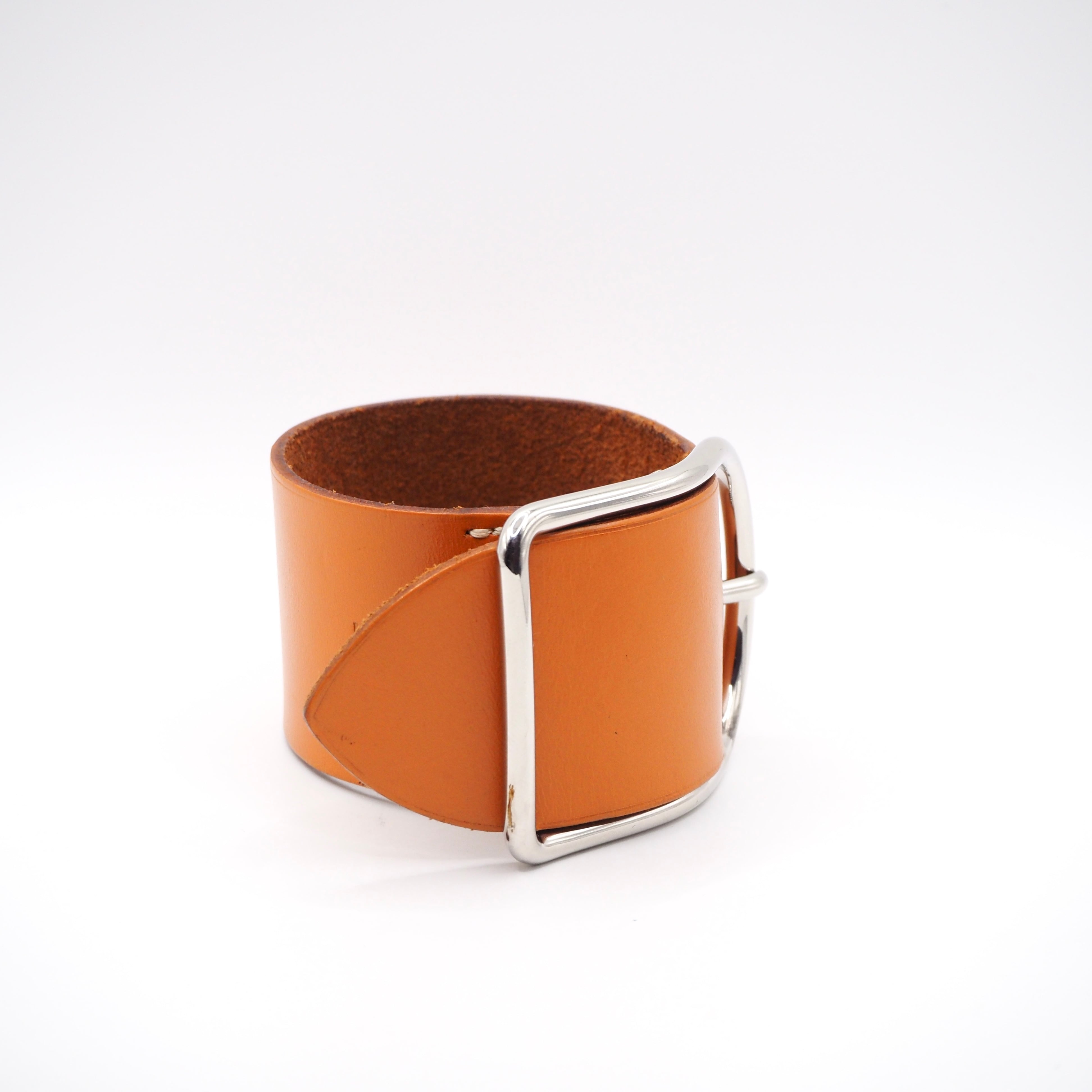 HERMES アピ　　レザーブレスレット ブラウン HERMES アピGM レザー ブレスレット ブラウン シルバー エルメス