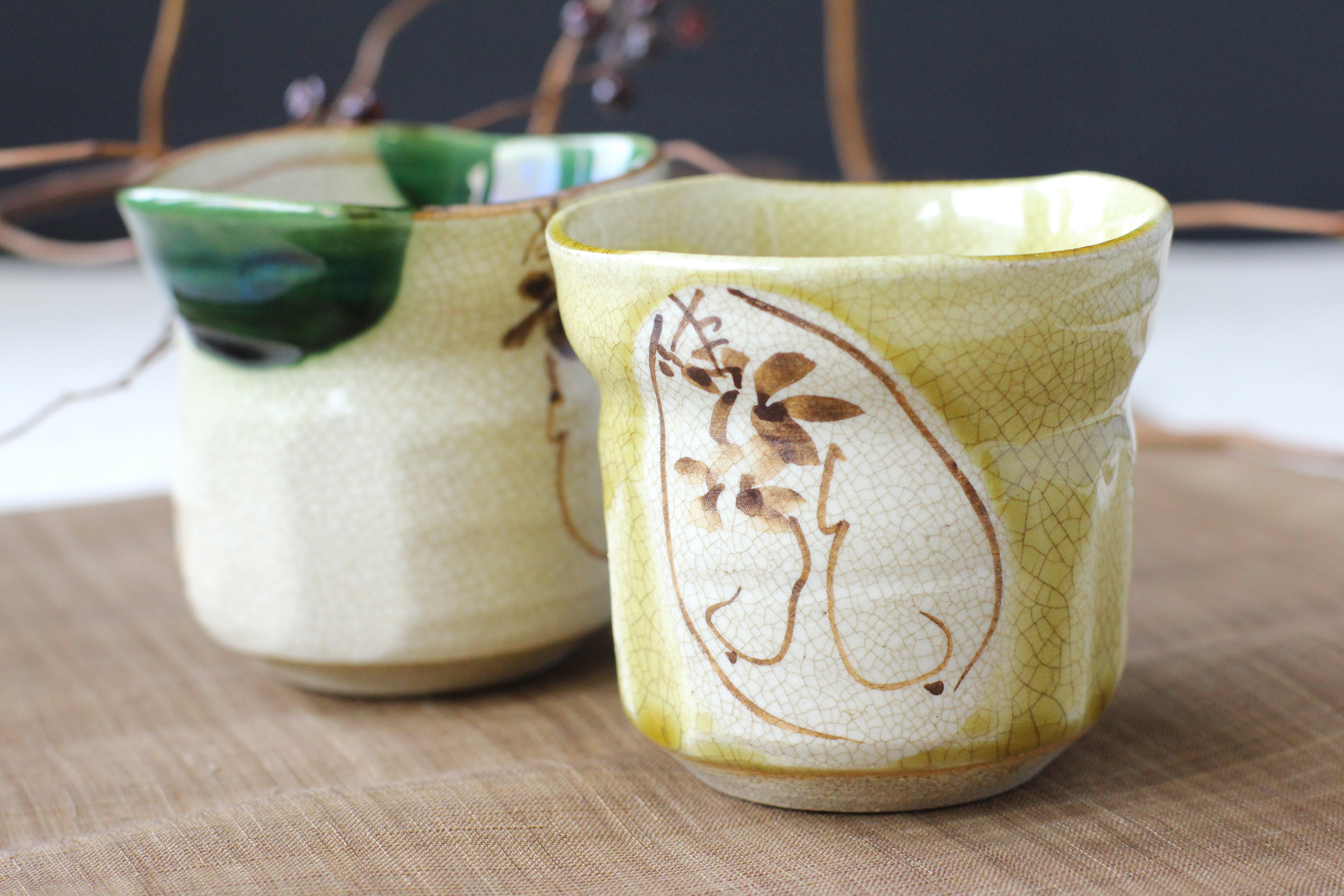 古瀬戸 盃 江戸時代 金継ぎ 江戸時代（1819cc）黄瀬戸酒杯 金継ぎ仕上
