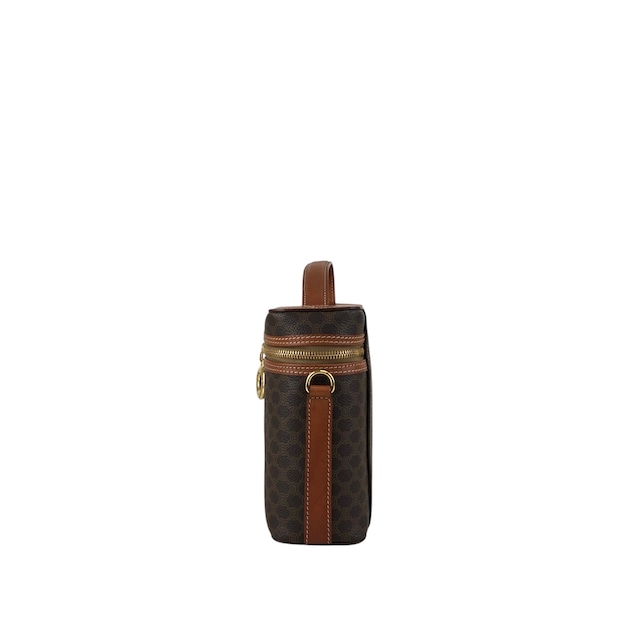 CELINE セリーヌ マカダム ショルダーバッグ ブラウン サークルロゴチャーム PVC バニティバッグ 2WAY vintage ヴィンテージ オールド 6zcbz5