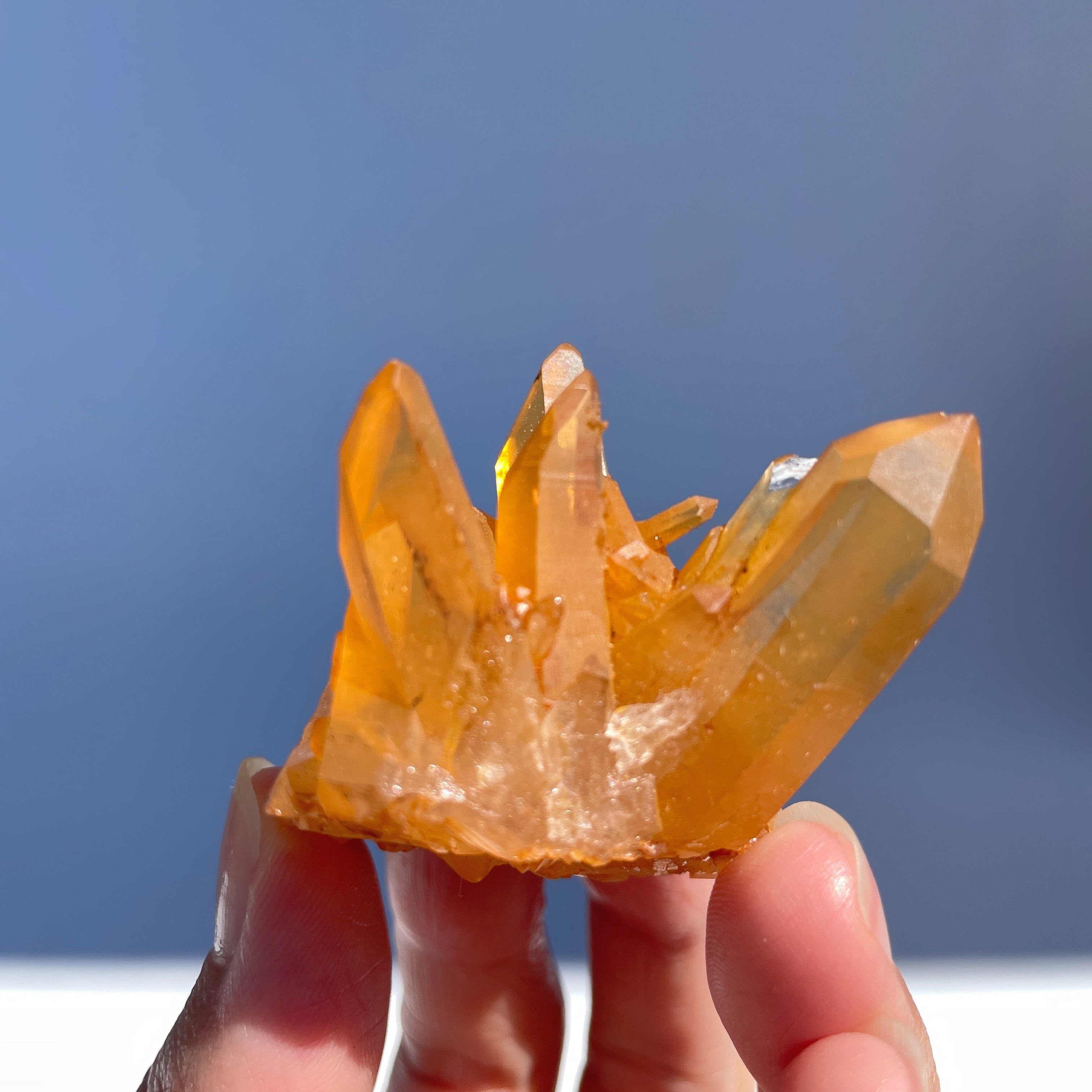 天然石パワーストーン　激レア！！タンジェリンクォーツクラスター タンジェリンクォーツ クラスター03◇Tangerine Quartz ◇ 天然石